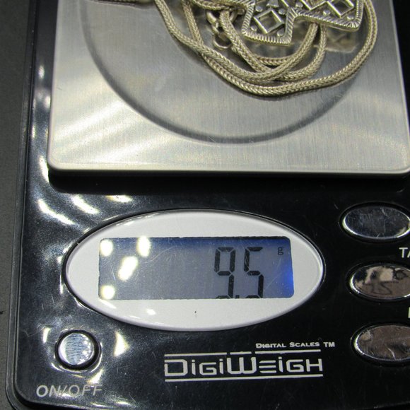 22" Sterling Silver Unique Shapes Inside Cross Necklace Vintage - Picture 6 of 6